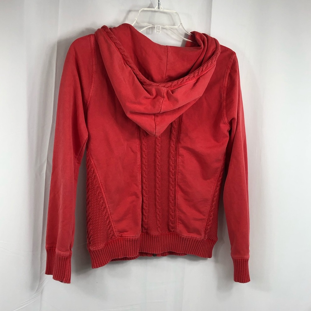 Lucky Lotus Coral Sweater Trim Zipper Hoodie Small - Picture 2 of 7